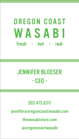 Oregon Coast Wasabi Proposed Business Card Design