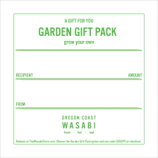 Oregon Coast Wasabi Gift Certificate Design